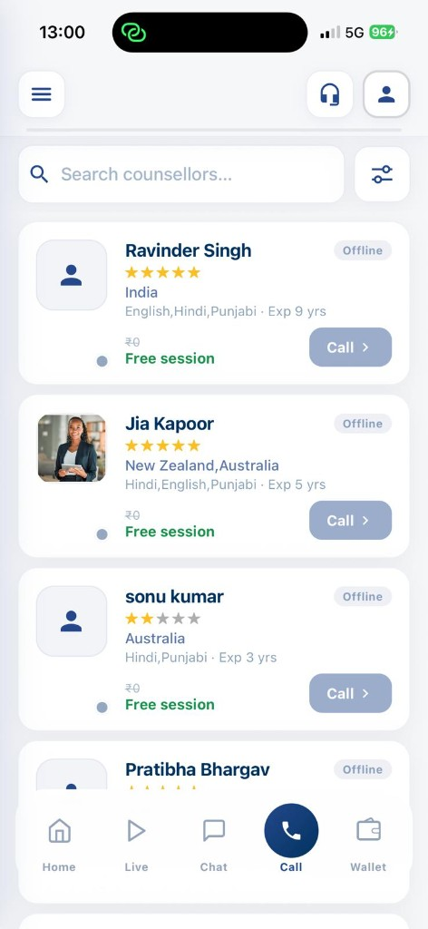 Connect Overseas app — counsellors
